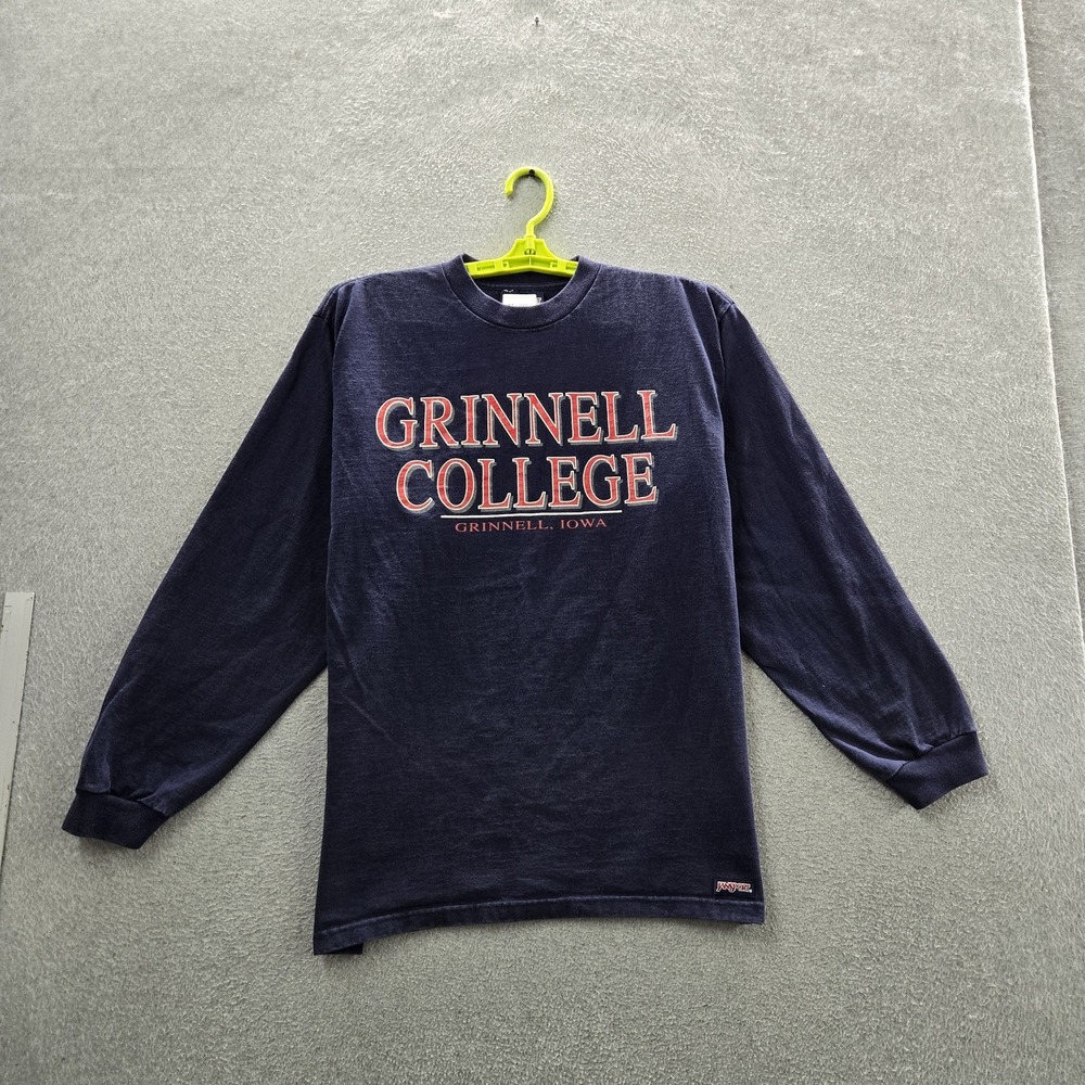 VINTAGE Grinnell College Men Shirt M Blue 90s USA Jansport Iowa Pullover